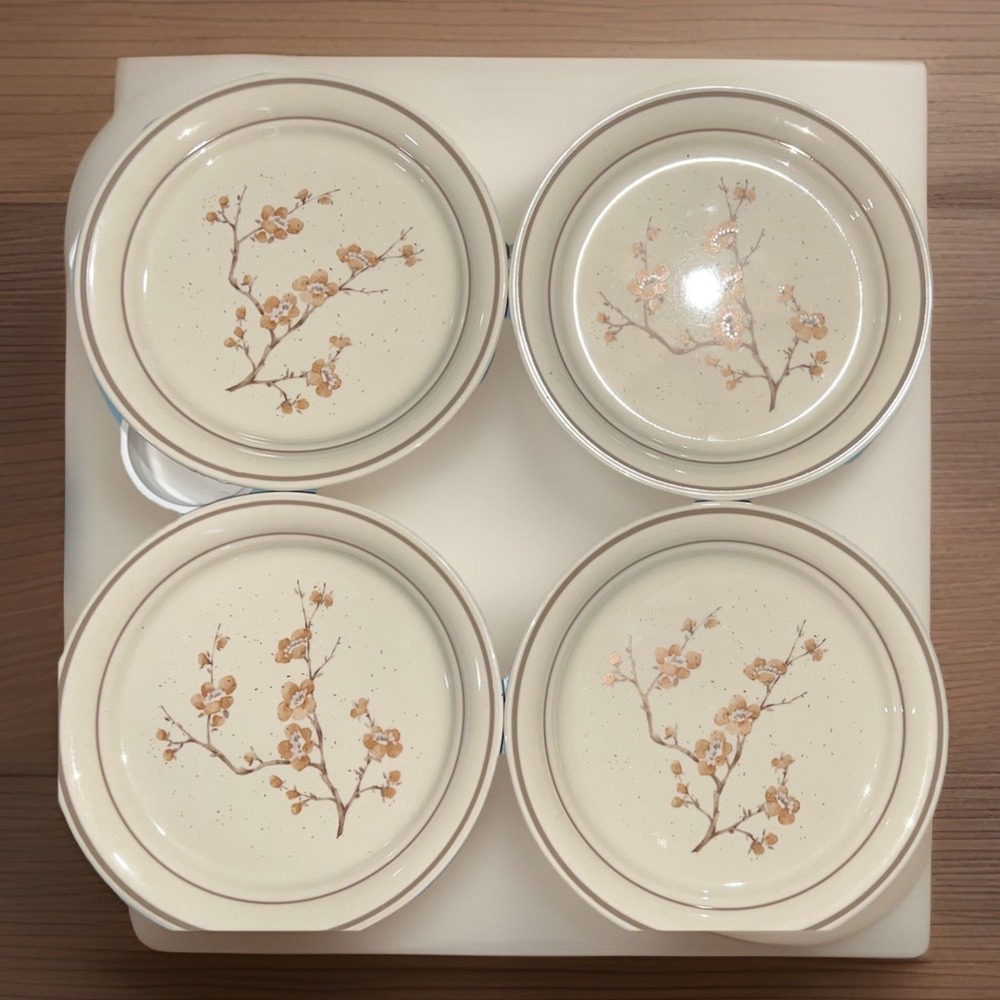 Corning Corelle Corner Stone China Blossom 8 1/2" Luncheon Salad Plates Set Of 4
